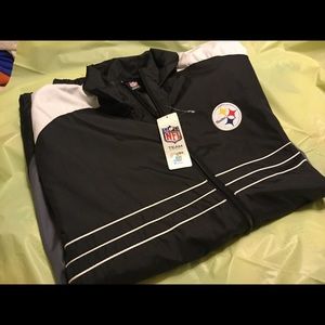 Steelers Polo wind breaker L black and grey